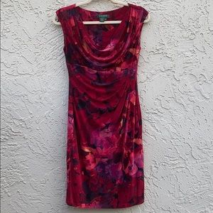 Ralph Lauren Dress floral w/scoop neck & gather